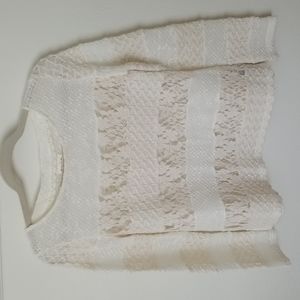 Anthropologie Meadow Rue Ivory Embroidery & Lace Sweater xs